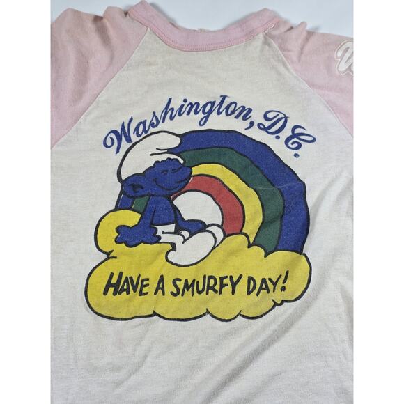 Vintage 1980s Smurf Two Tones T Shirt Single Stitch Size M Washington DC - Picture 2 of 7